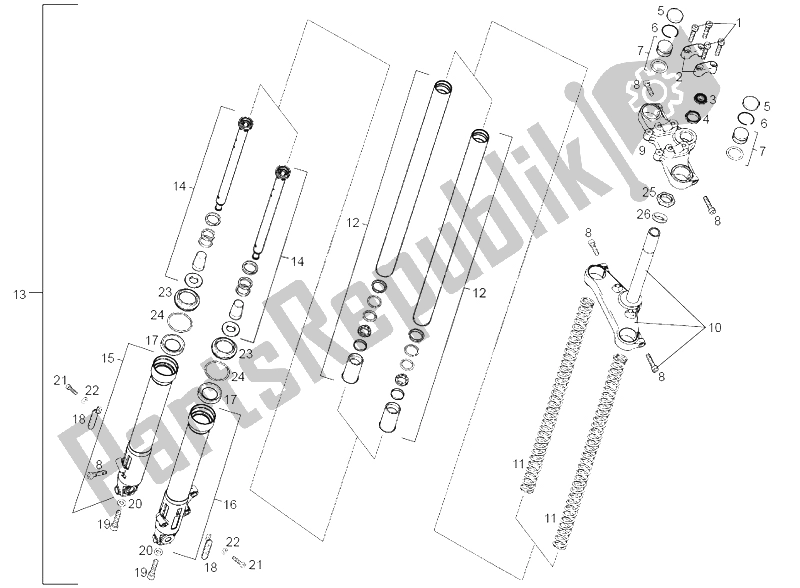 Toutes les pièces pour le Fourche Avant du Derbi Senda 50 R X Trem E2 3 Edicion 2006