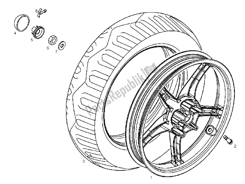 Todas las partes para Rueda Trasera de Derbi Boulevard 50 CC 4T E2 25 KMH 2009