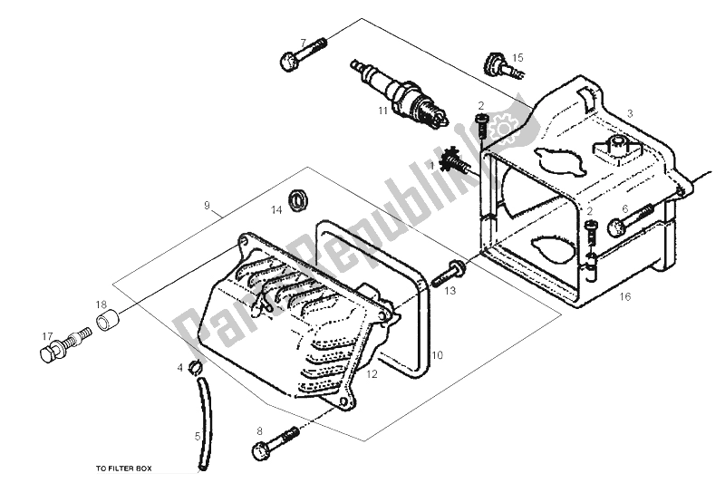 Todas las partes para Cubierta De Tapa De Cilindro de Derbi Atlantis 4T 50 CC 100 E2 2004