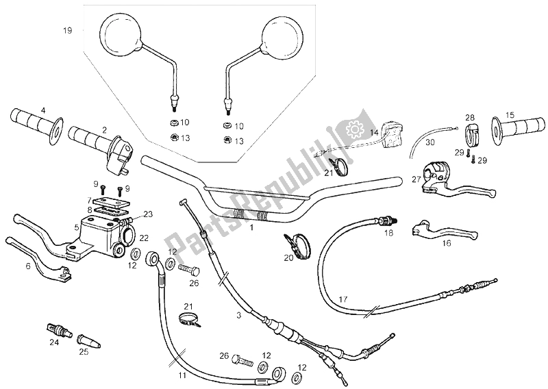 Alle onderdelen voor de Stuur - Controles van de Derbi Senda 50 R X Race E2 3 VER 2007