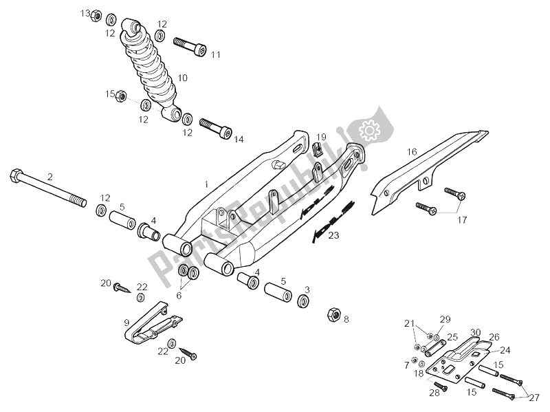 Toutes les pièces pour le Bras Oscillant - Amortisseur du Derbi Senda 50 R Racer 2002