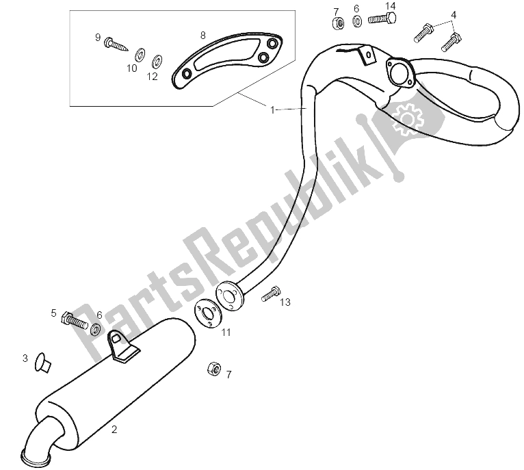 Todas las partes para Tubo De Escape de Derbi Senda 50 R X Race E2 3 VER 2007