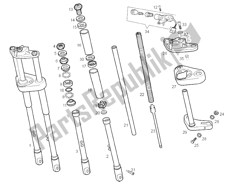 Todas las partes para Tenedor Frontal de Derbi Variant Revolution E2 50 2004