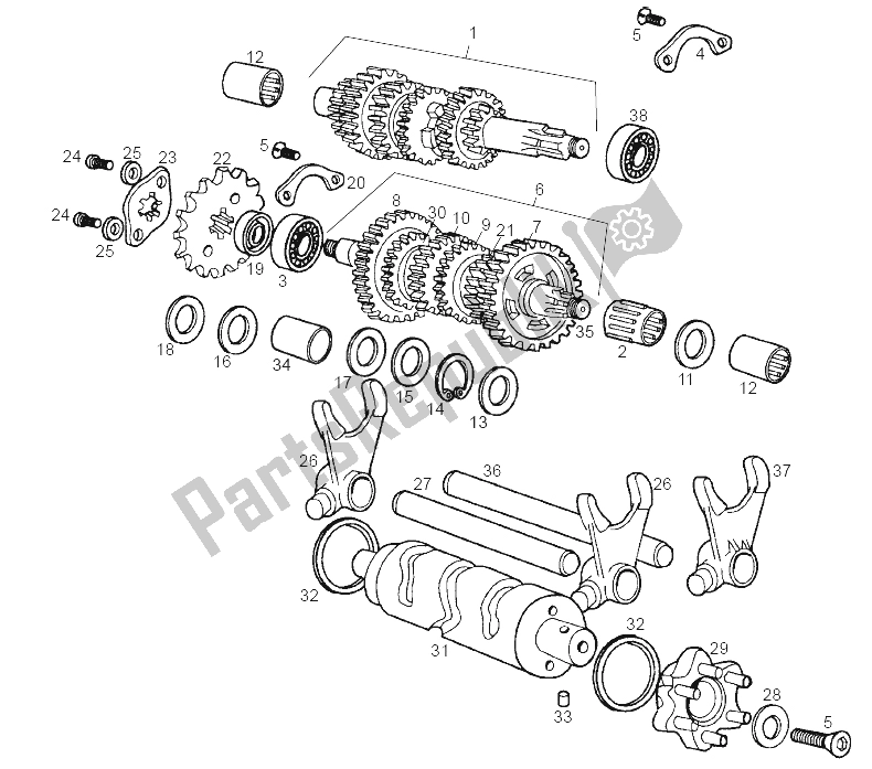 Toutes les pièces pour le Boîte De Vitesses du Derbi Senda 50 R X Race E2 2004