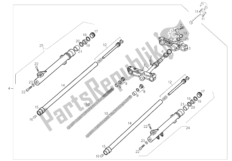 All parts for the Front Fork of the Derbi Senda 50 R DRD Racing E2 3A Edicion 2004