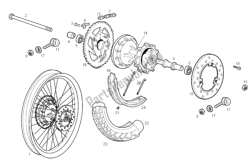 Toutes les pièces pour le Roue Arrière du Derbi Senda 50 SM Racer E1 2003