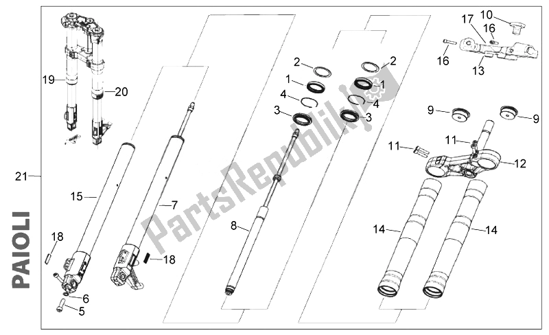 Toutes les pièces pour le Fourche Avant Ii du Derbi GPR 50 R E2 Replica 2 VER 2008