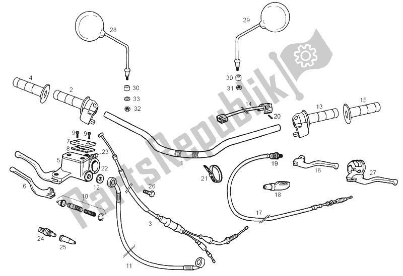 All parts for the Handlebar - Controls of the Derbi Senda 50 R X Trem 2A Edicion 2003