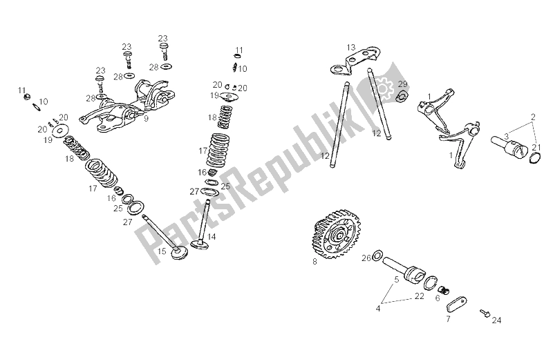 Alle onderdelen voor de Nokkenas van de Derbi DXR 200 CC 2005
