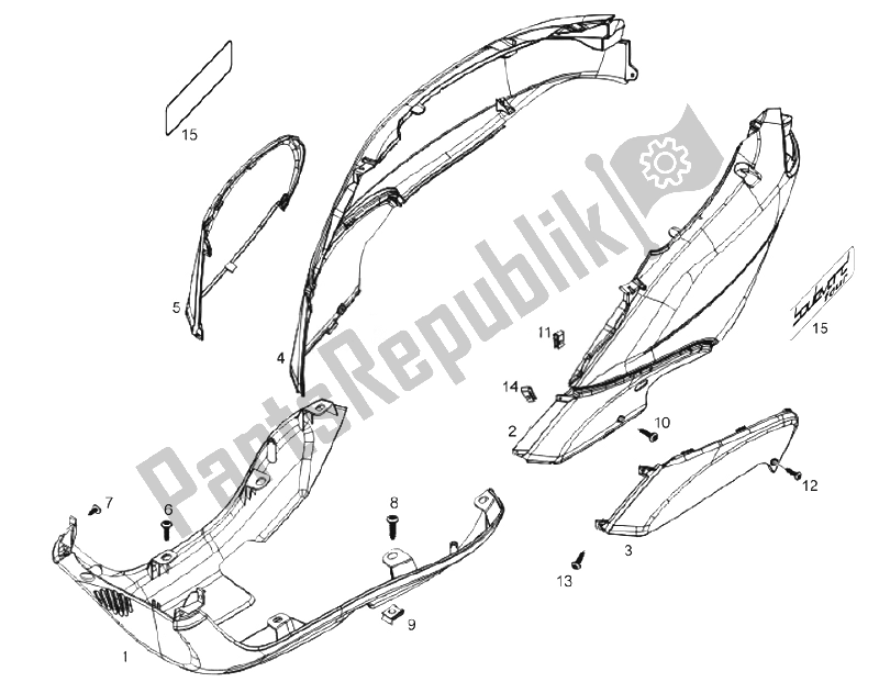 All parts for the Side Cover - Spoiler of the Derbi Boulevard 125 CC 4T E3 2008