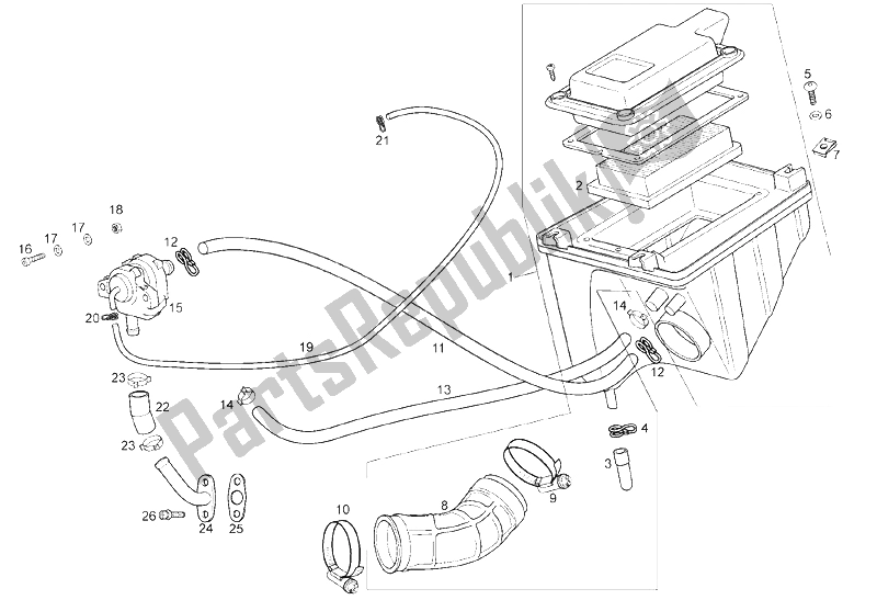 All parts for the Filter Holder of the Derbi Terra 125 4T E3 2007