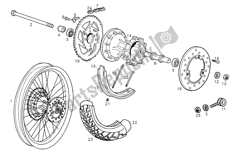 Todas las partes para Rueda Trasera de Derbi Senda 50 SM Export Market 2000