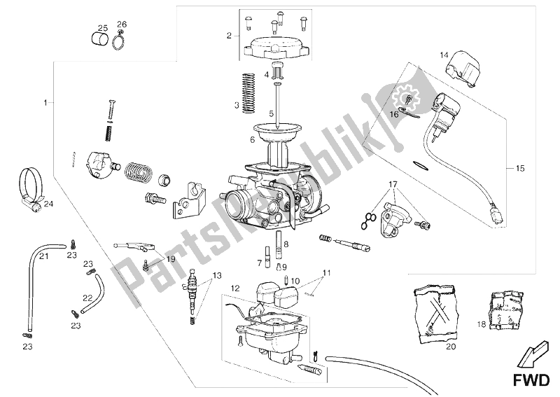 Toutes les pièces pour le Carburateur du Derbi Terra E3 125 2007