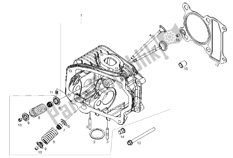 All parts for the Cylinder Head of the Derbi Boulevard 125 CC 4T E3 2008