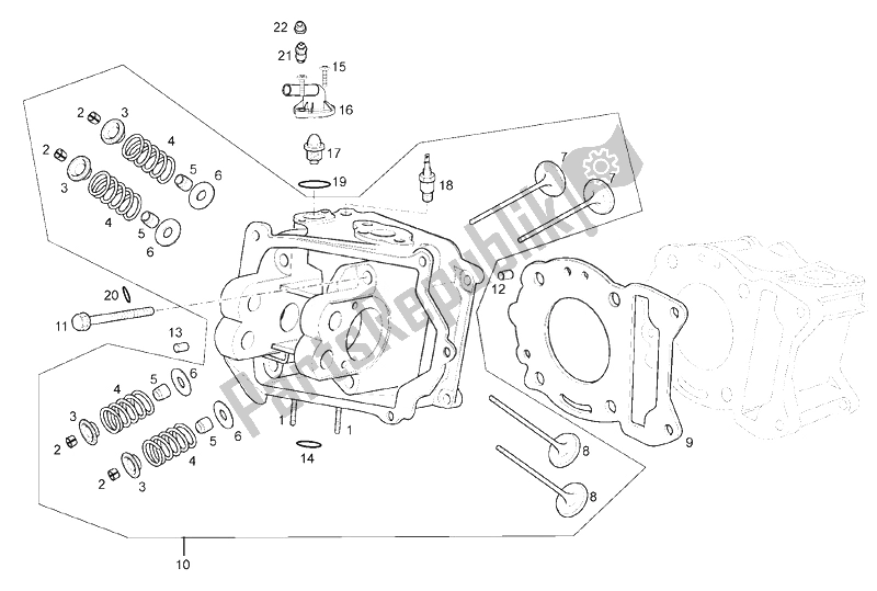 All parts for the Cylinder Head of the Derbi Rambla 125 CC 250 E3 2 VER 2008