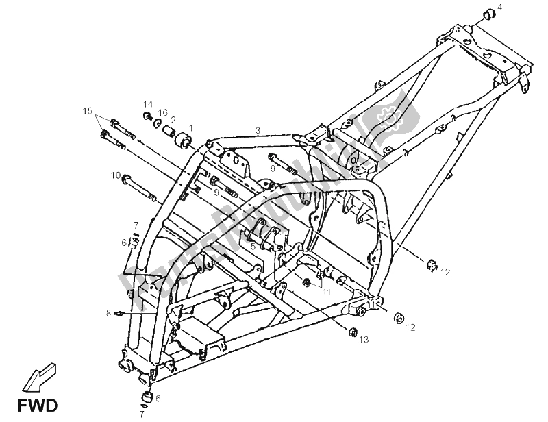 All parts for the Frame of the Derbi DXR 200 CC 2004