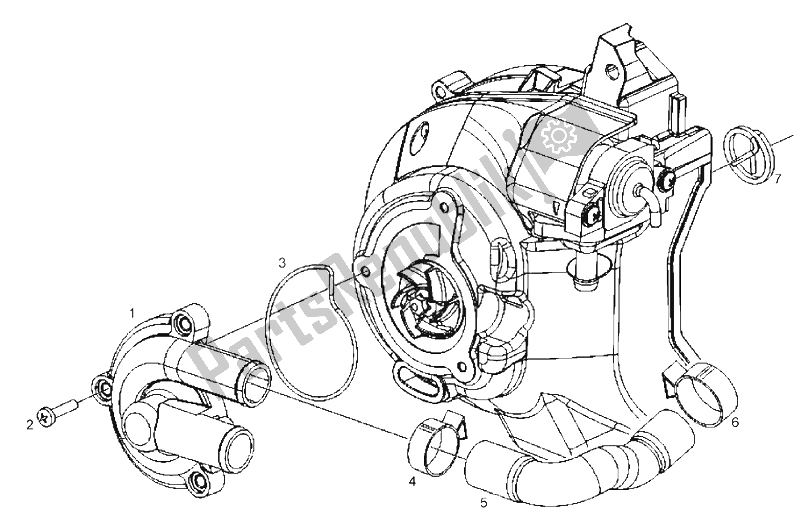 Alle onderdelen voor de Waterpomp van de Derbi GP1 LOW Seat 250 CC E3 2 VER 2007