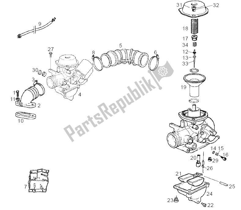 Toutes les pièces pour le Carburateur Walbro du Derbi Boulevard 125 150 CC E2 2004