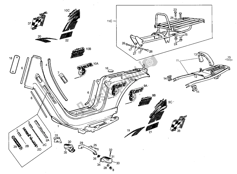 All parts for the Luggage Rack of the Derbi Variant Start Sport 50 1999