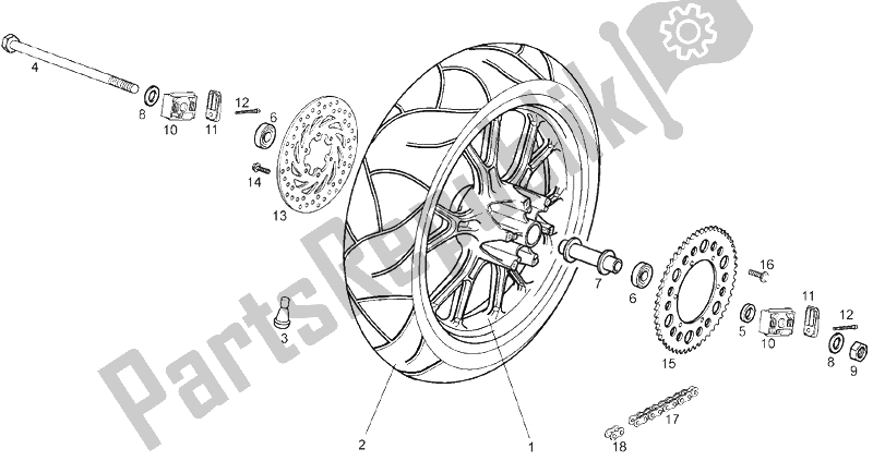 Toutes les pièces pour le Roue Arrière du Derbi GPR 50 2T E2 CH 2010