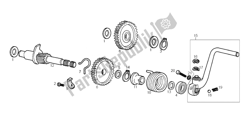 All parts for the Starter Assembly of the Derbi Senda 50 HYP DRD EVO E2 2008
