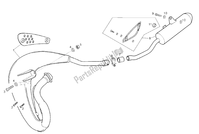 All parts for the Exhaust Unit of the Derbi Senda 50 SM DRD PRO E2 2 VER 2005