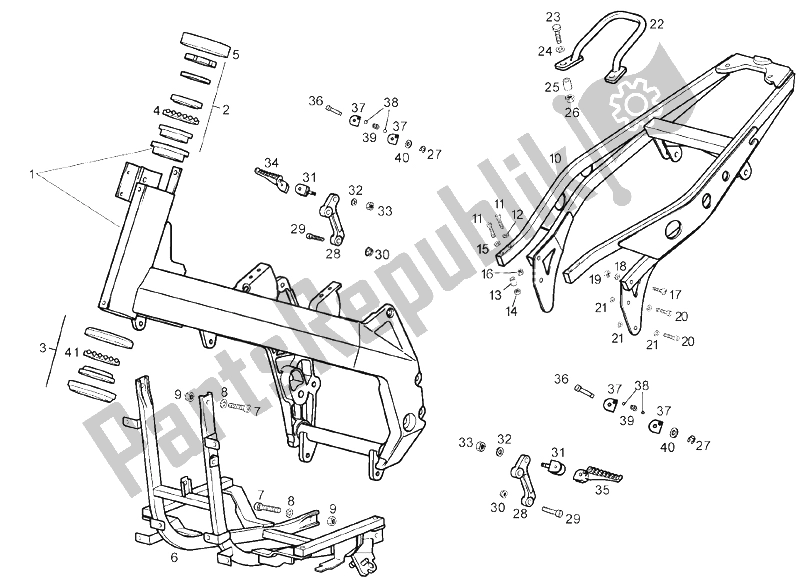 Alle onderdelen voor de Kader van de Derbi GP1 LOW Seat 250 CC E3 2 VER 2007