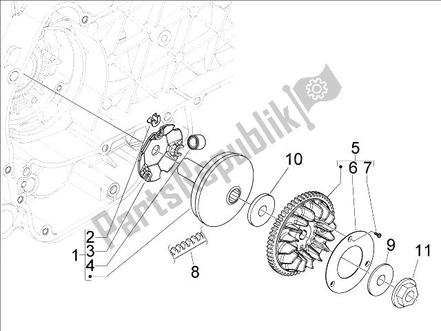 All parts for the Driving Pulley of the Derbi Boulevard 150 4T E3 2010