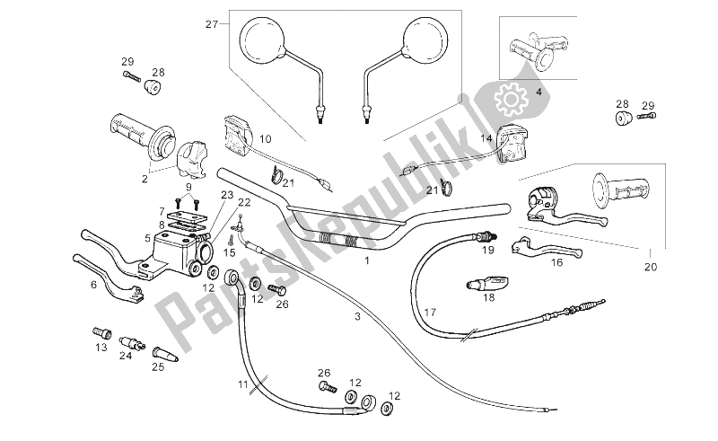 Toutes les pièces pour le Guidon - Commandes du Derbi Senda 125 R Baja 4T E3 2010