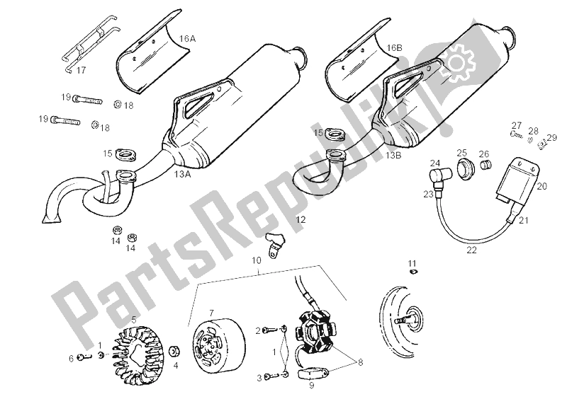 Alle onderdelen voor de Cdi Magneto Assy van de Derbi Atlantis Red Bullet E2 50 2003