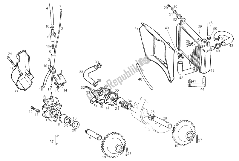Alle onderdelen voor de Koelsysteem van de Derbi GPR 50 Replica Racing 2003