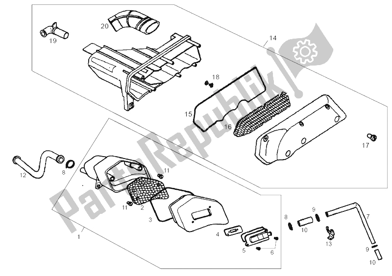 All parts for the Air Filter of the Derbi Atlantis Bullet E2 3A ED 50 2005