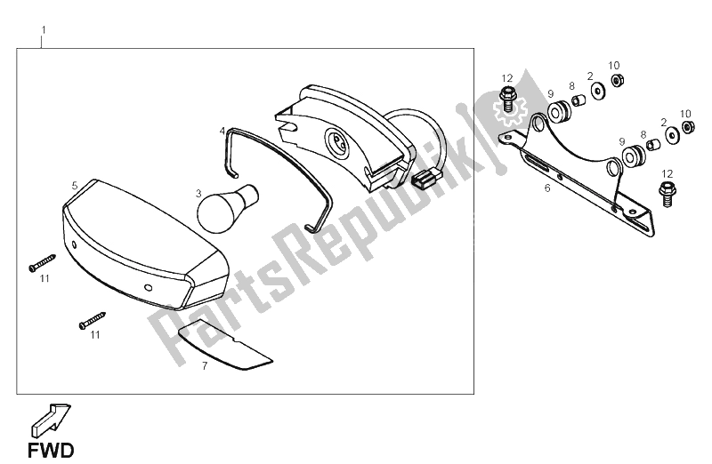 All parts for the Headlight of the Derbi DXR 250 CC 2004