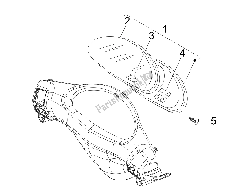 All parts for the Meter Combination-dashbord of the Derbi Boulevard 100 CC 4T 2010