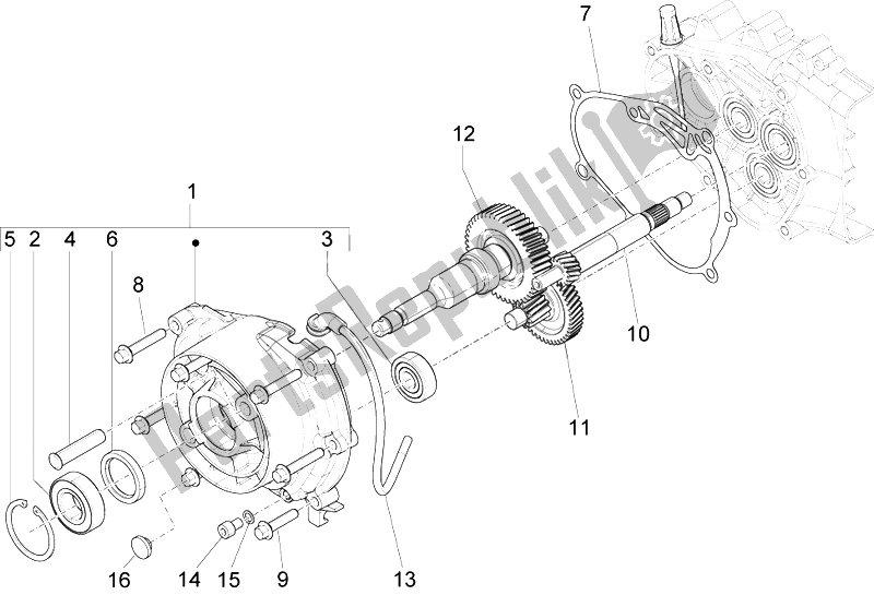 All parts for the Reduction Unit of the Derbi Boulevard 150 4T E3 2010