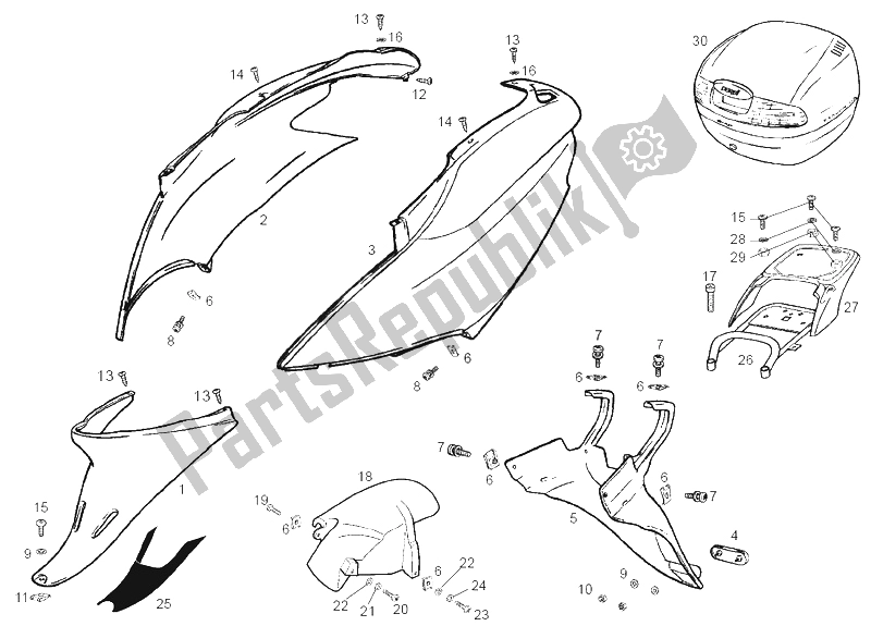 Tutte le parti per il Telaio del Derbi Atlantis 4T 50 CC 100 E2 2004