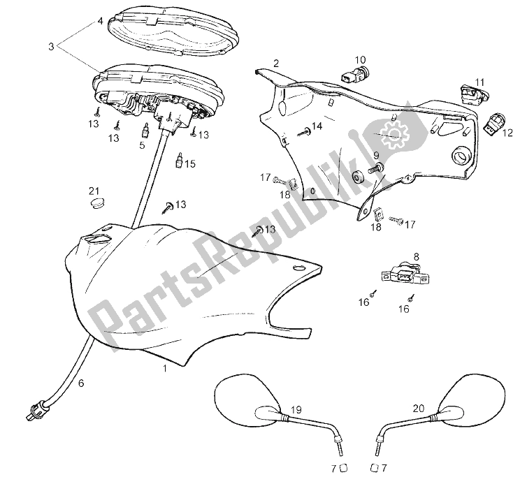 Alle onderdelen voor de Instrumenten van de Derbi Atlantis 4T 50 CC E2 2007