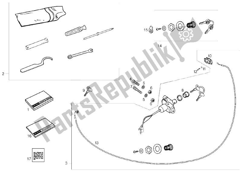 Alle onderdelen voor de Accessoires van de Derbi GP1 LOW Seat 250 CC E3 2 VER 2007