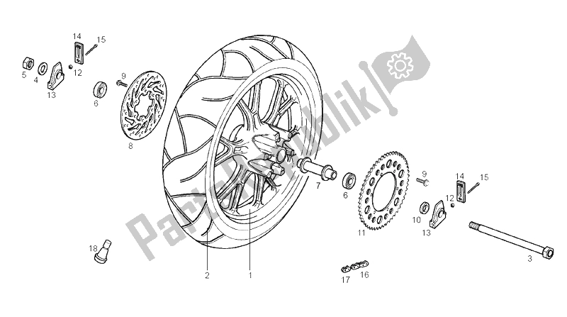 Toutes les pièces pour le Roue Arrière du Derbi GPR 50 Nude E2 2006