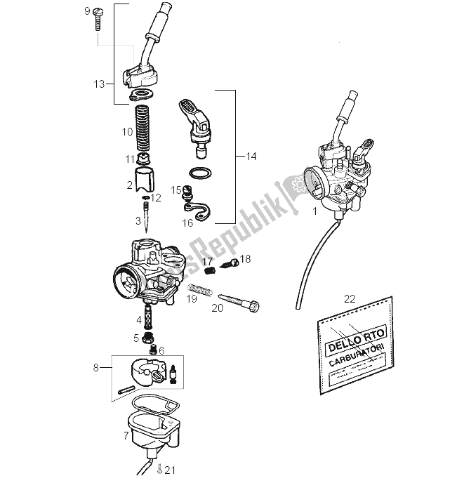 Toutes les pièces pour le Carburateur du Derbi Senda 50 SM DRD Racing LTD Edition E2 2007