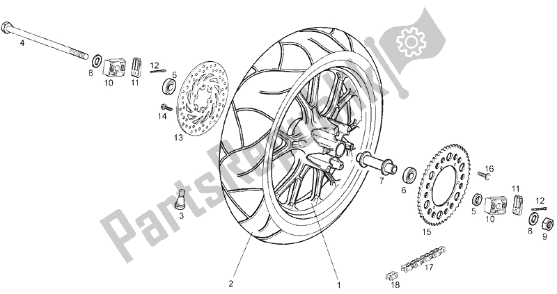 Toutes les pièces pour le Roue Arrière du Derbi GPR 50 2T 2013