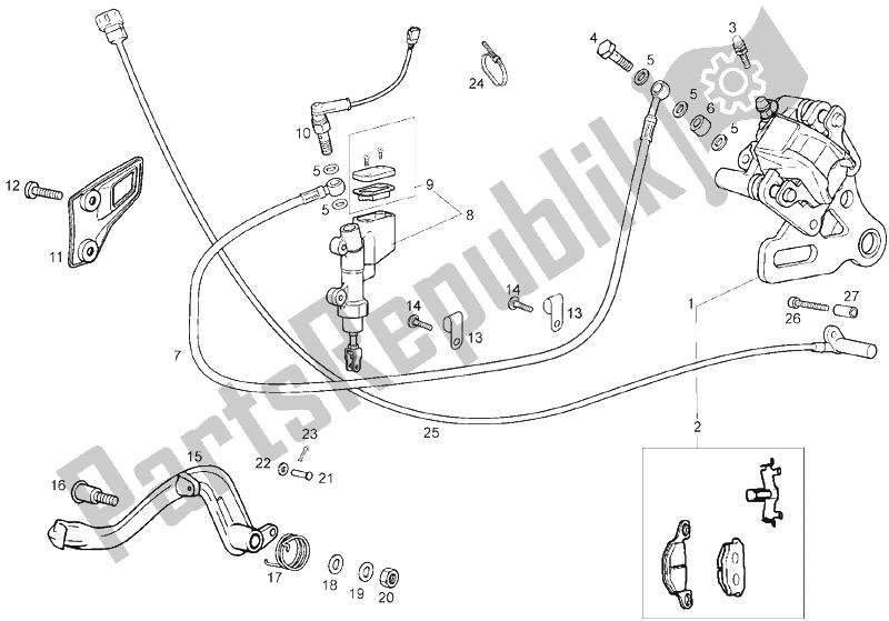 All parts for the Rear Brake of the Derbi Senda 125 R SM DRD Racing 4T E3 2 VER 2009