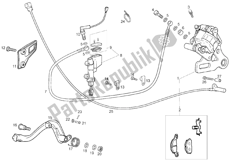 Toutes les pièces pour le Frein Arriere du Derbi Senda 125 R SM DRD Racing 4T E3 2 VER 2009