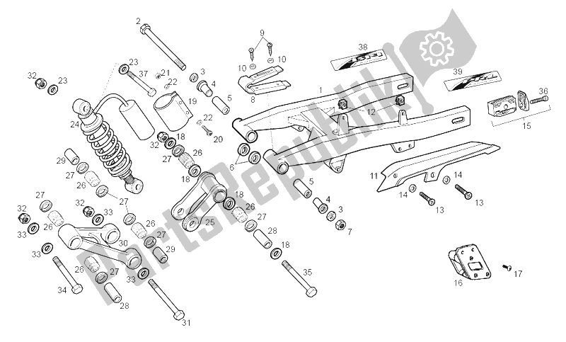 Todas las partes para Brazo Oscilante - Amortiguador de Derbi Senda 50 R DRD Racing LTD Edition E2 2 Edicion 2005