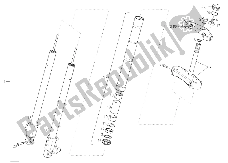 Alle onderdelen voor de Voorvork Marzocchi van de Derbi GPR 50 Racing E2 2 Edicion 2006