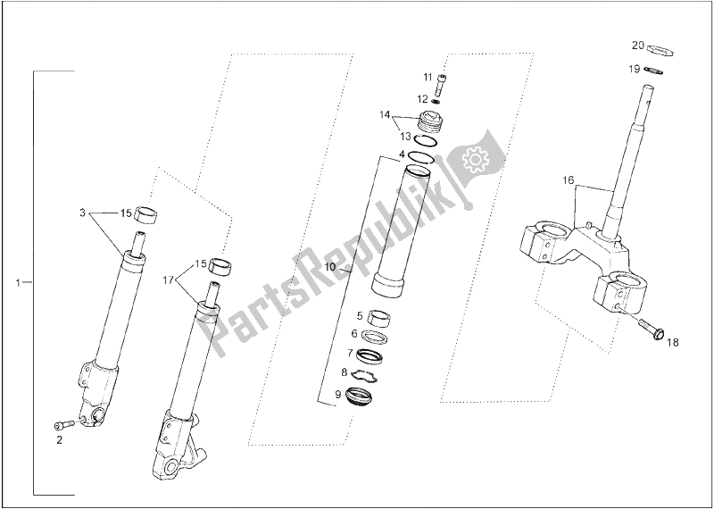 Toutes les pièces pour le Fourche Avant du Derbi GP1 125 E2 3 VER 2006