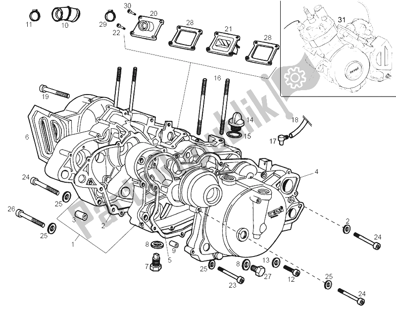 All parts for the Carters of the Derbi Senda 50 R X Trem 2A Edicion 2003