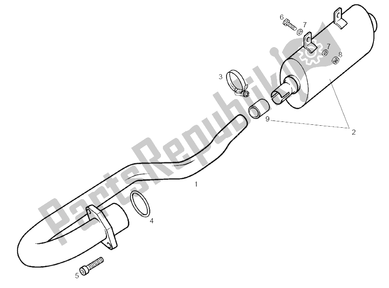 All parts for the Exhaust Unit of the Derbi Senda 125 R 4T E2 Y 2004