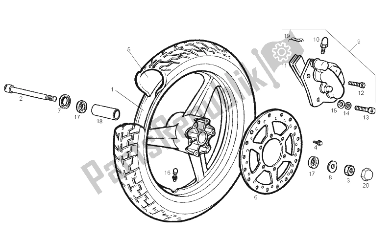 Toutes les pièces pour le Roue Avant du Derbi GPR 50 Racing 2A Edicion 2002