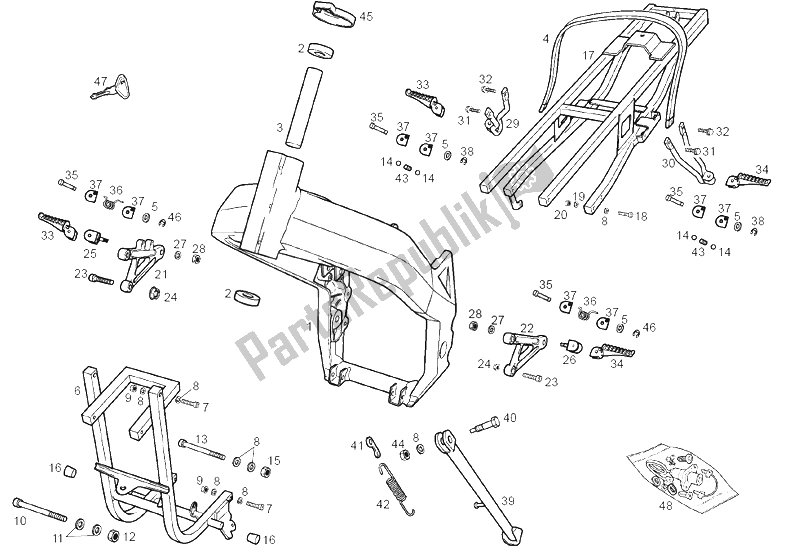 Toutes les pièces pour le Béquille Centrale du Derbi GPR 50 Replica E2 2A Edicion 2005